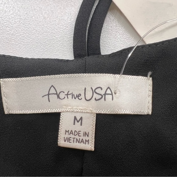 Active USA | NWT | Black Solid Flowy Open-Back Tank Top | Size Medium - Picture 7 of 15